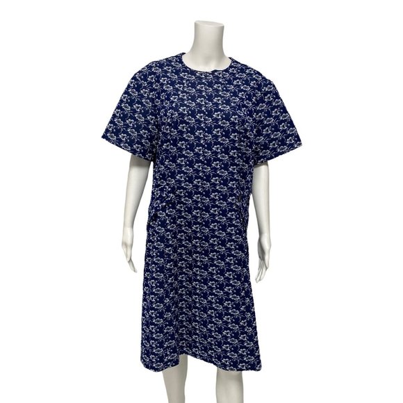 Vintage Cedar Glen Women's Short Sleeve Blue Floral Knee Length Dress Size 22 - Picture 8 of 9